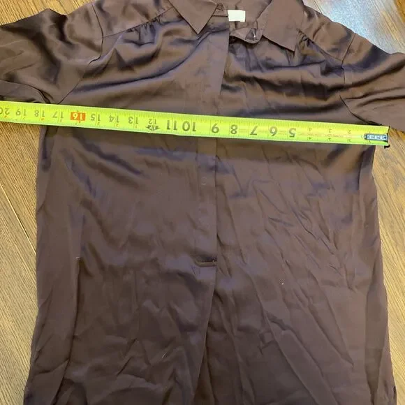 Ann Taylor Loft Blouse Women’s Size XS 1/2 Button Long Sleeve Deep Purple Sheer - Picture 8 of 10